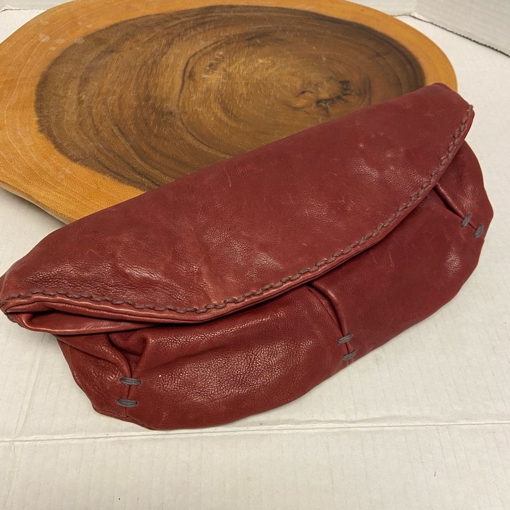 Anthropologie 49 Square Mile Red Leather Fold over Clutch
